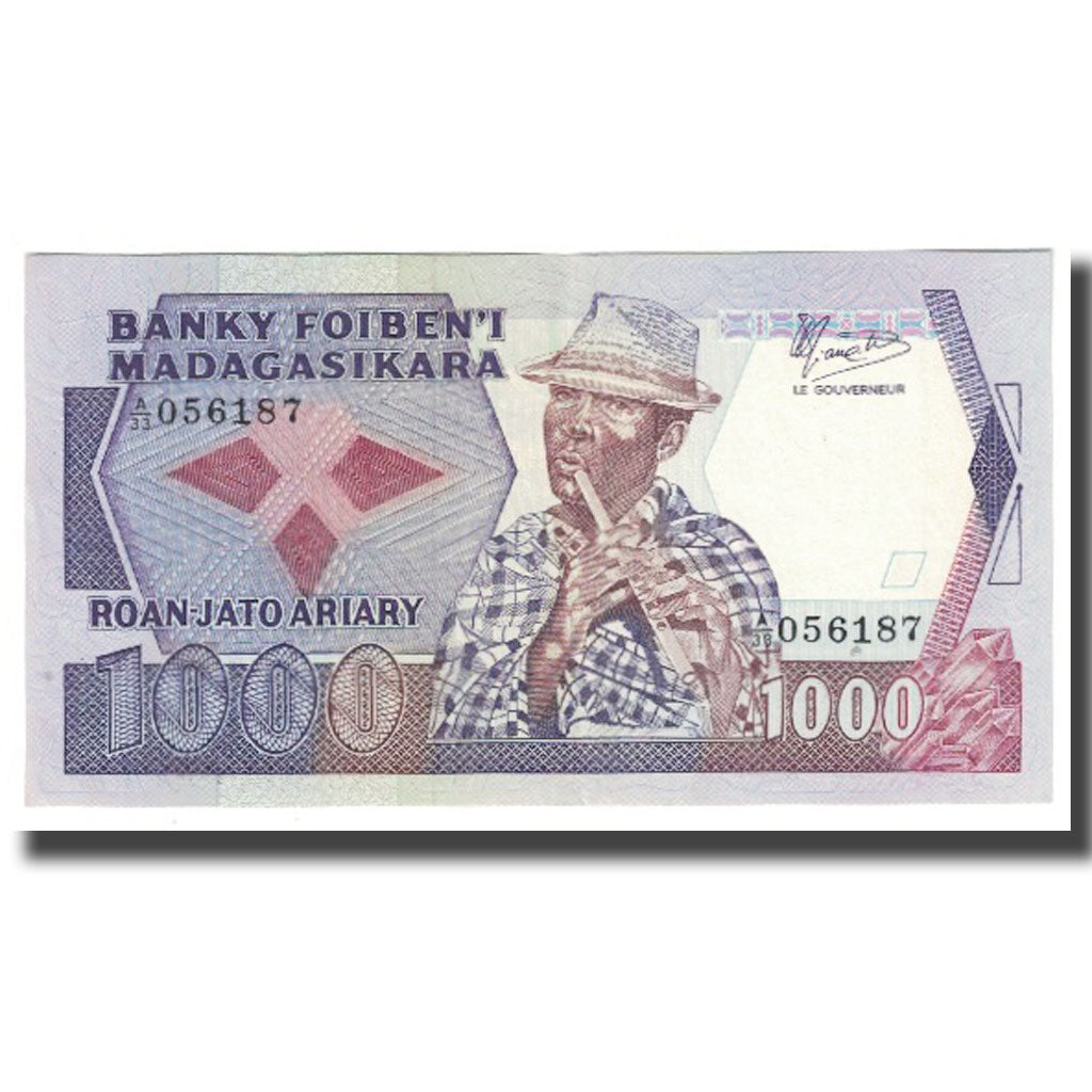 Banknote, Madagascar, 1000 Francs = 200 Ariary, KM:72a, UNC(65-70)