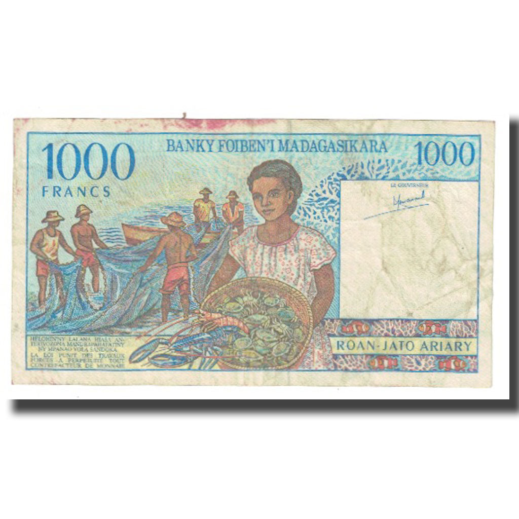 Banknote, Madagascar, 1000 Francs = 200 Ariary, KM:76a, VF(20-25)