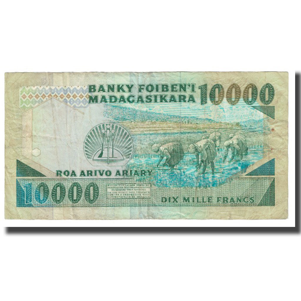 Banknote, Madagascar, 10,000 Francs = 2000 Ariary, KM:70a, EF(40-45)