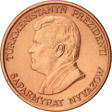 Turkmenistan, 5 Tenge, 1993, AU(55-58), Copper Plated Steel, KM:2