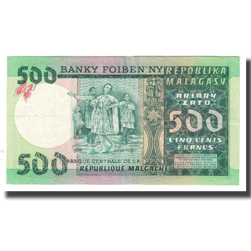 Banknote, Madagascar, 500 Francs = 100 Ariary, KM:64a, UNC(63)