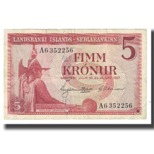 Billet, Iceland, 5 Kronur, 1957, 1957-06-21, KM:37a, TTB