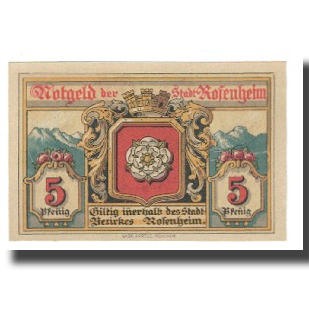Banknote, Germany, Rosenheim, 5 Pfennig, Abbaye, 1921, 1921-02-16, UNC(63)