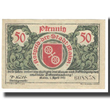 Banconote, Germania, Mainz, 50 Pfennig, Blason, 1921, 1921-04-01, SPL