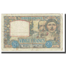 France, 20 Francs, Science et Travail, 1941, P. Rousseau and R. Favre-Gilly