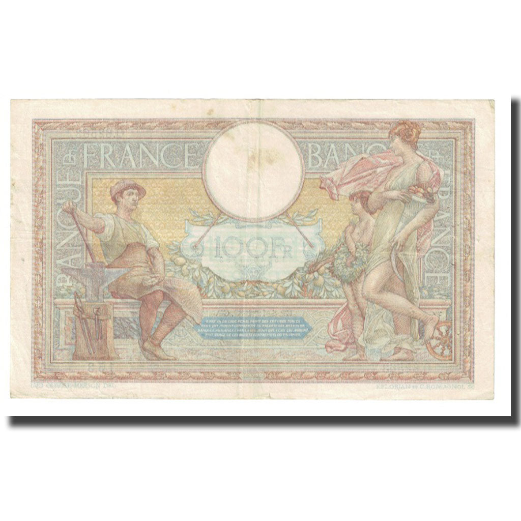 France, 100 Francs, Luc Olivier Merson, 1938, P. Rousseau and R. Favre-Gilly