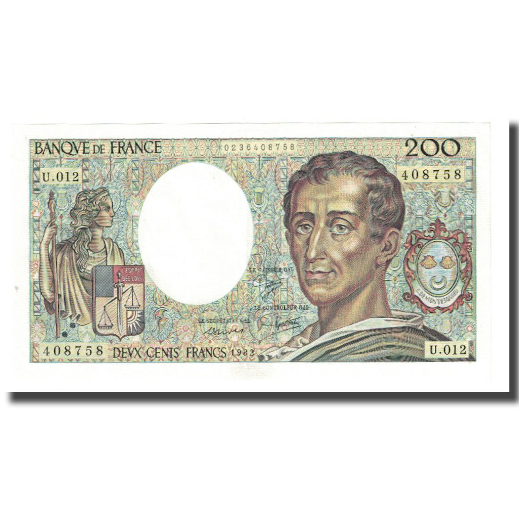 France, 200 Francs, Montesquieu, 1982, BRUNEEL BONNARDIN CHARRIAU, UNC(65-70)
