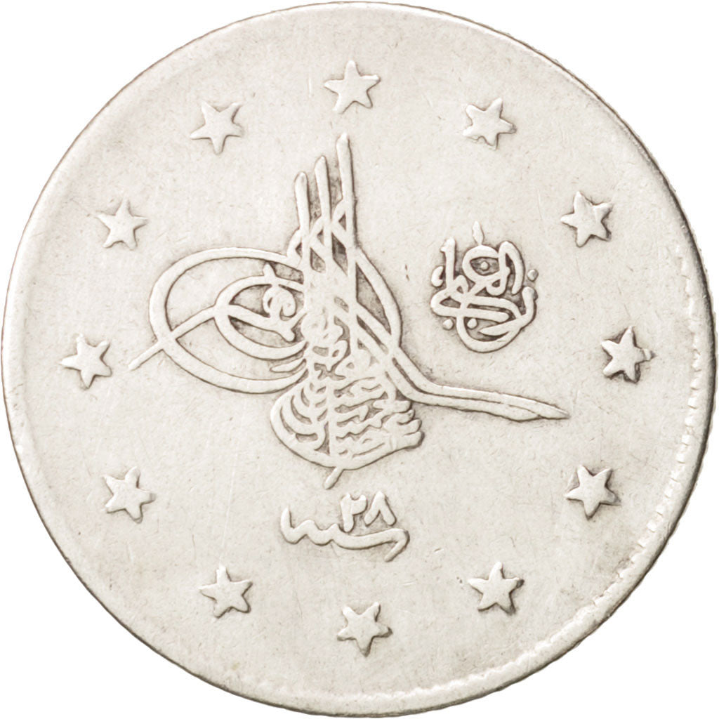 Türkei, Abdul Hamid II, 2 Kurush, 1902, Qustantiniyah, EF(40-45), Silver, KM736