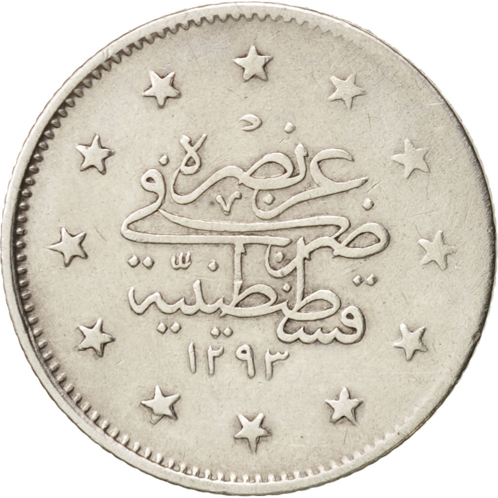 Türkei, Abdul Hamid II, 2 Kurush, 1902, Qustantiniyah, EF(40-45), Silver, KM736