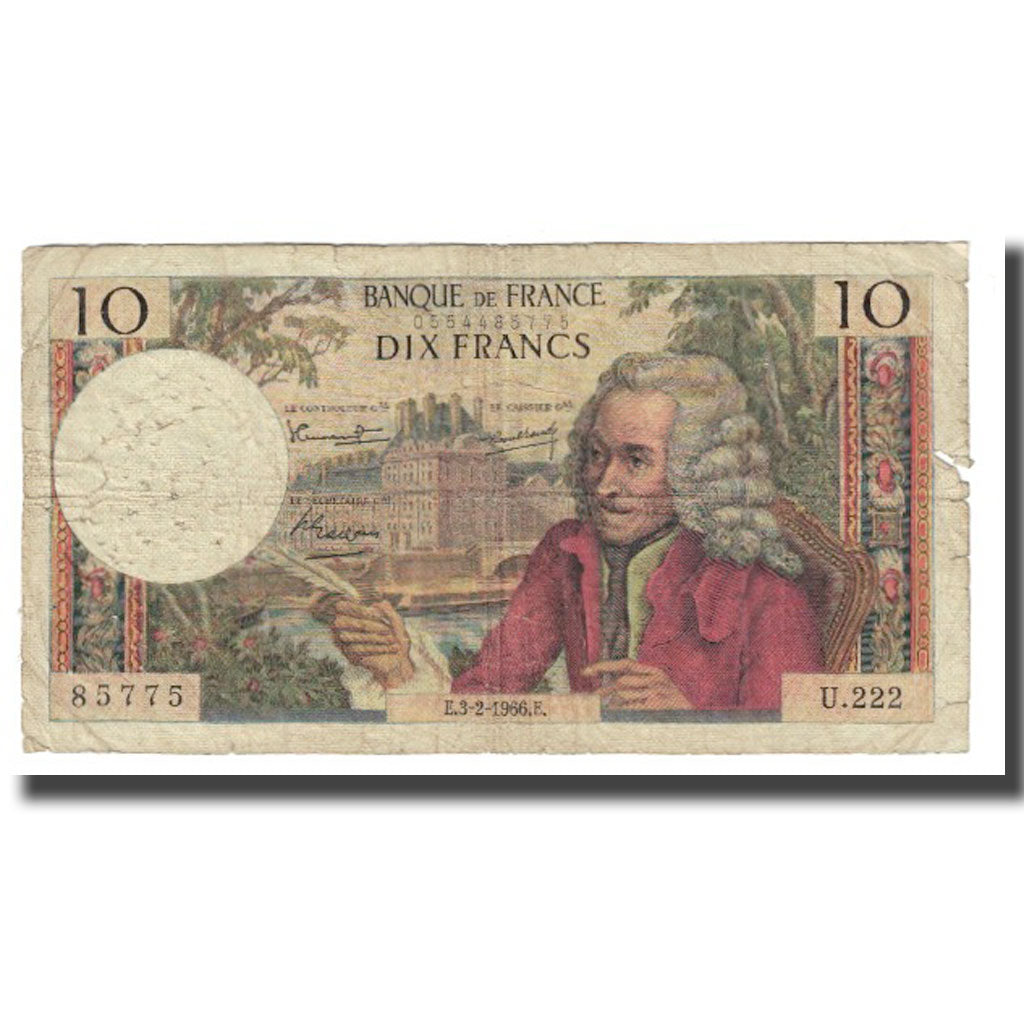 France, 10 Francs, Voltaire, 1966, R.Tondu-G.Bouchet-H.Morant, 1966-02-03