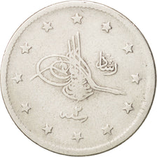 Turkey, Muhammad V, 2 Kurush, 1910, Qustantiniyah, EF(40-45), Silver, KM:749