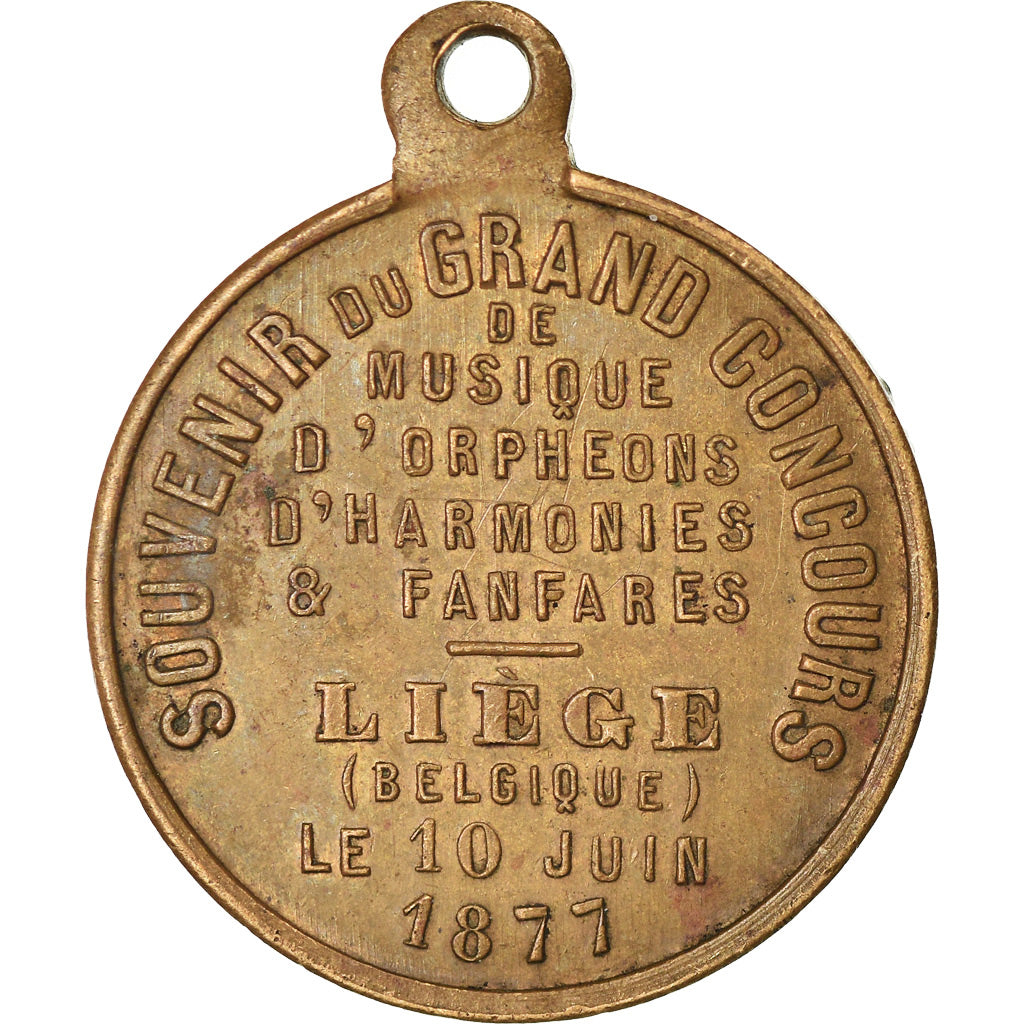 Belgium, Medal, Leopold II, Concours de Musique de Lièges, 1877, AU(50-53)