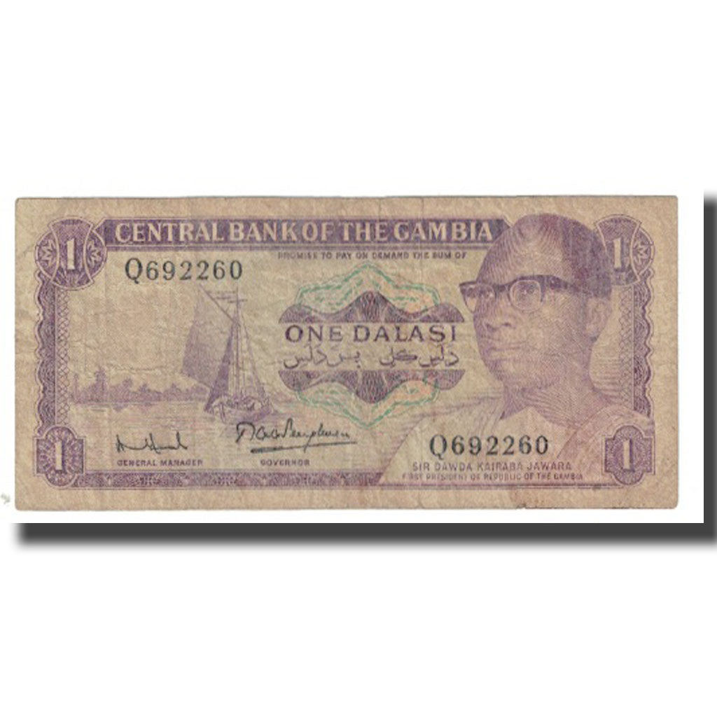 Banknote, The Gambia, 1 Dalasi, KM:4a, VF(20-25)
