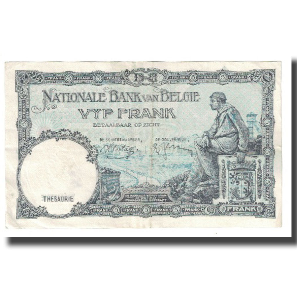 Banknote, Belgium, 5 Francs, 1938, 1938-04-11, KM:108a, EF(40-45)