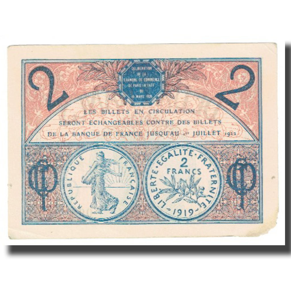 France, Paris, 2 Francs, 1922, VF(30-35)