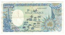 Banknote, Congo Republic, 1000 Francs, KM:9, EF(40-45)