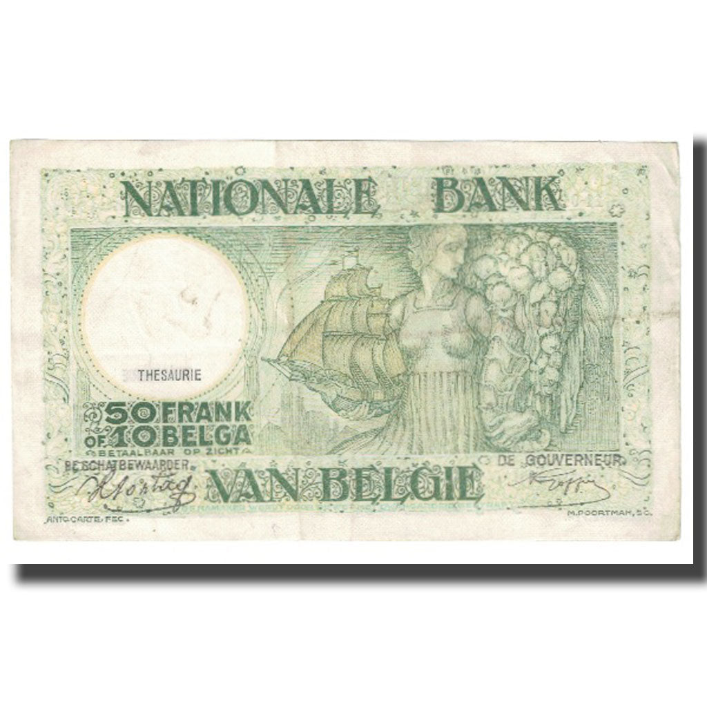 Banknote, Belgium, 50 Francs-10 Belgas, 1943, 1943-01-11, KM:106, EF(40-45)