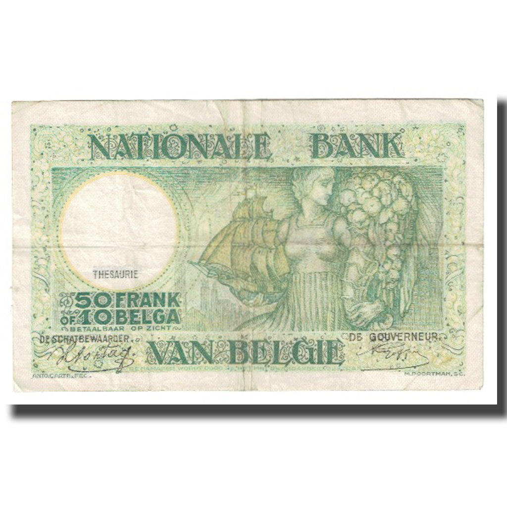 Banknote, Belgium, 50 Francs-10 Belgas, 1942, 1942-01-12, KM:106, EF(40-45)