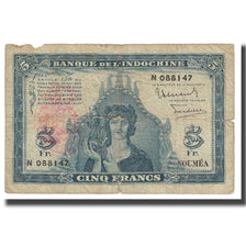 Billet, Nouvelle-Calédonie, 5 Francs, KM:48, TB