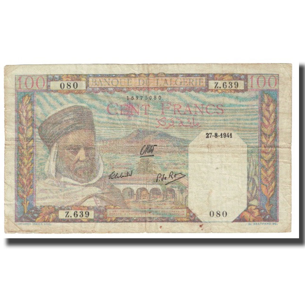 Banknote, Algeria, 100 Francs, 1941, 1941-08-27, KM:88, VF(20-25)