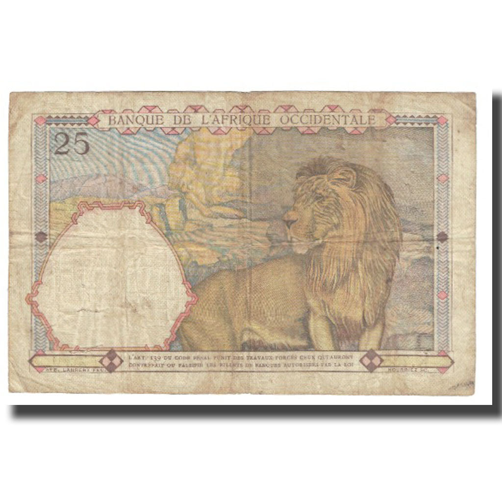 Banknot, Francuska Afryka Zachodnia, 25 Francs, 1938, 1938-05-10, KM:27