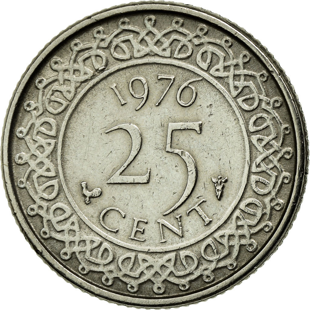 Coin, Suriname, 25 Cents, 1976, EF(40-45), Copper-nickel, KM:14