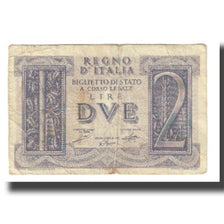 Banknot, Włochy, 2 Lire, KM:27, VF(20-25)