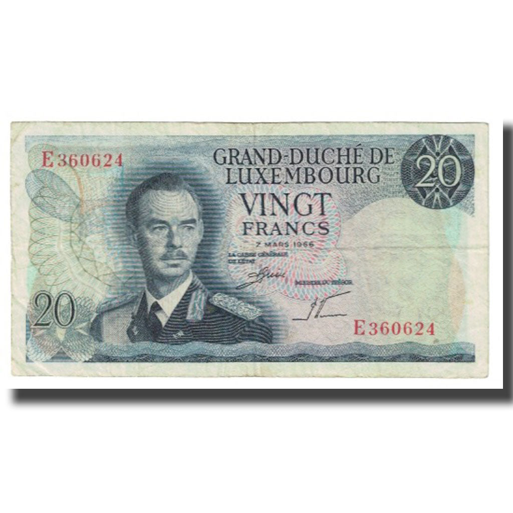 Banknote, Luxembourg, 20 Francs, 1966, 1966-03-07, KM:54a, EF(40-45)