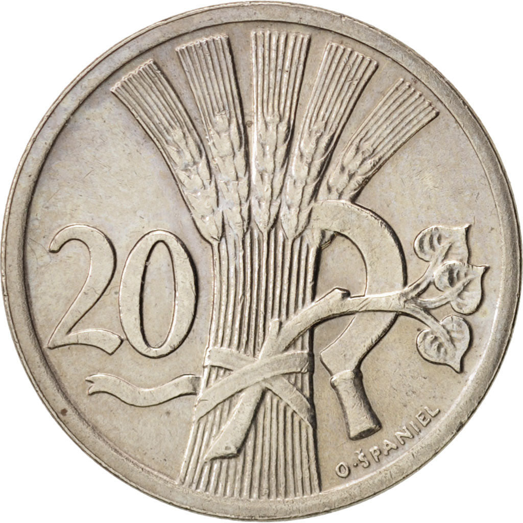 Tschechoslowakei, 20 Haleru, 1924, MS(60-62), Copper-nickel, KM:1