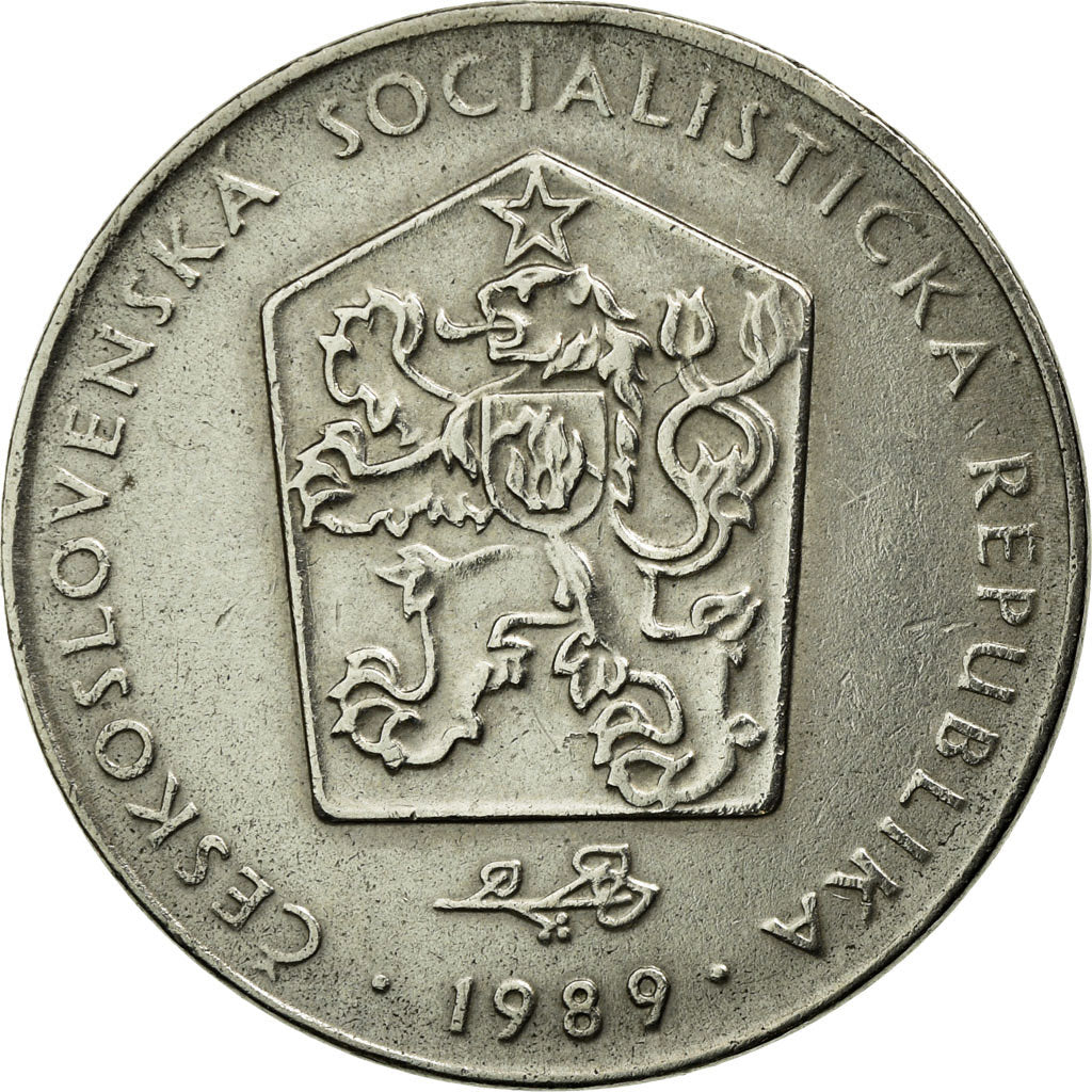 Coin, Czechoslovakia, 2 Koruny, 1989, EF(40-45), Copper-nickel, KM:75