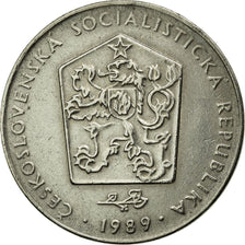 Coin, Czechoslovakia, 2 Koruny, 1989, EF(40-45), Copper-nickel, KM:75
