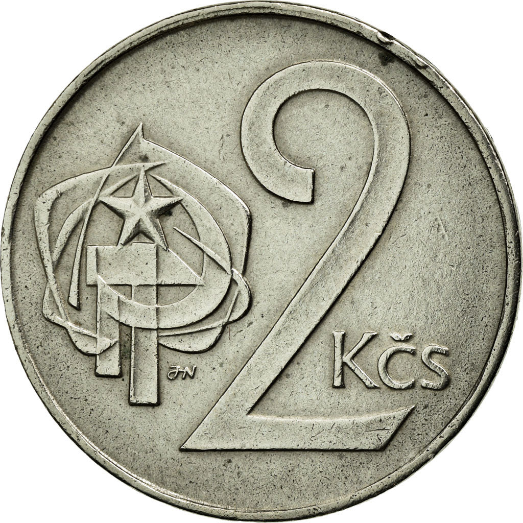 Coin, Czechoslovakia, 2 Koruny, 1989, EF(40-45), Copper-nickel, KM:75