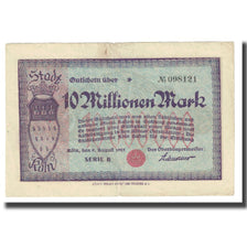 Biljet, Duitsland, Köln, 10 Millionen Mark, Blason, 1923, 1923-08-09, TTB