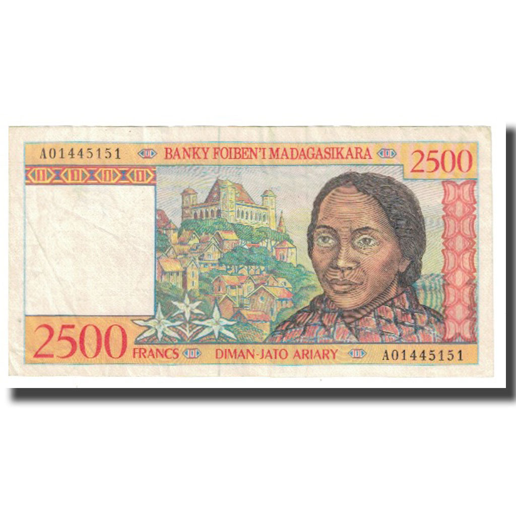 Banknote, Madagascar, 2500 Francs = 500 Ariary, KM:81, EF(40-45)