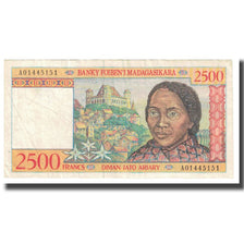 Banknote, Madagascar, 2500 Francs = 500 Ariary, KM:81, EF(40-45)