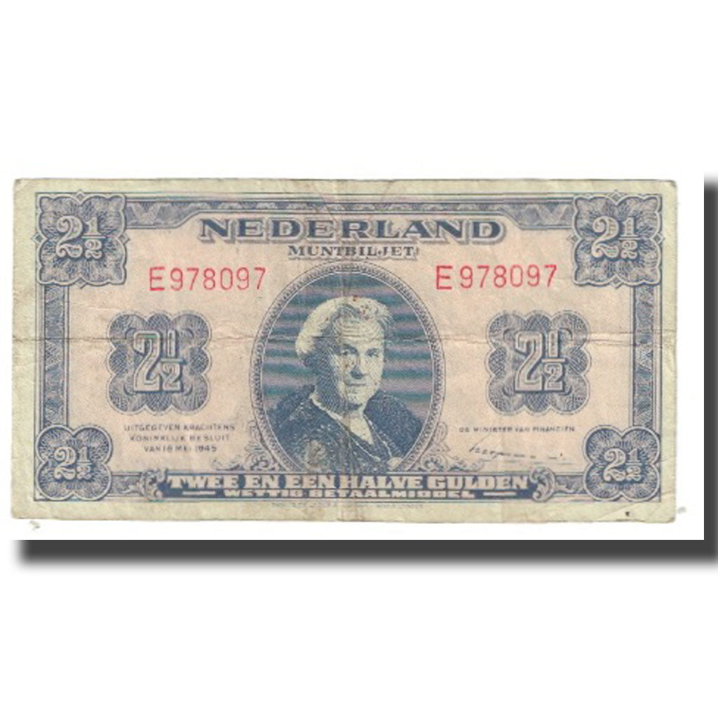 Banknote, Netherlands, 2 1/2 Gulden, 1945, 1945-05-18, KM:71, VF(20-25)