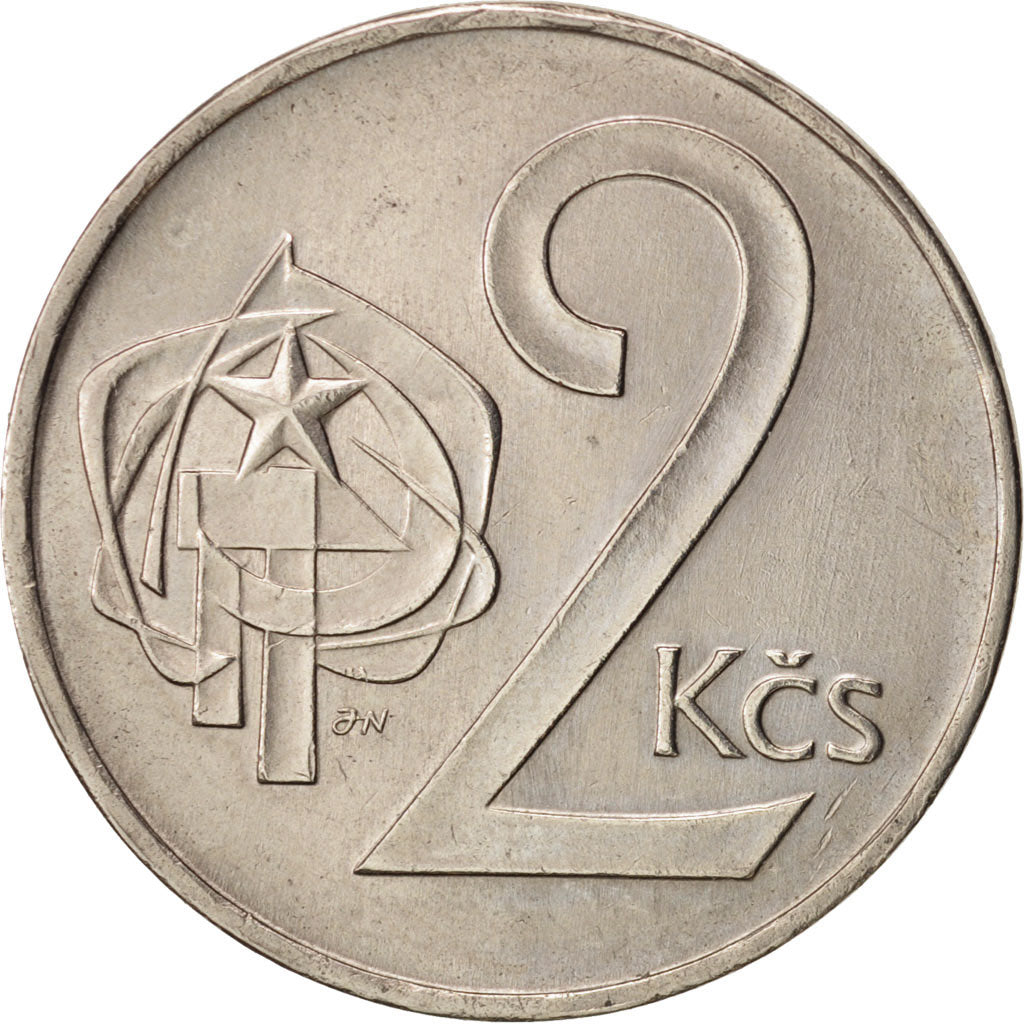 Czechoslovakia, 2 Koruny, 1974, AU(55-58), Copper-nickel, KM:75