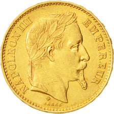 France, Napoléon III, 20 Francs, 1869, Strasbourg, TTB+, Or,KM 801.2,Gadoury1062