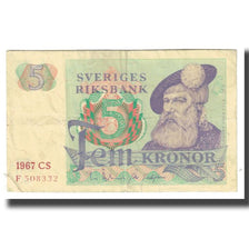 Nota, Suécia, 5 Kronor, KM:51d, EF(40-45)