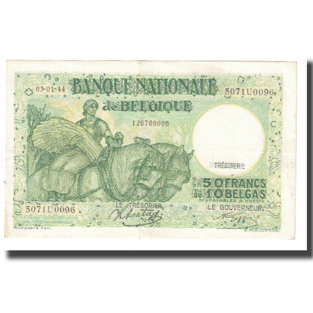 Banknote, Belgium, 50 Francs-10 Belgas, 1944, 1944-01-03, KM:106, EF(40-45)