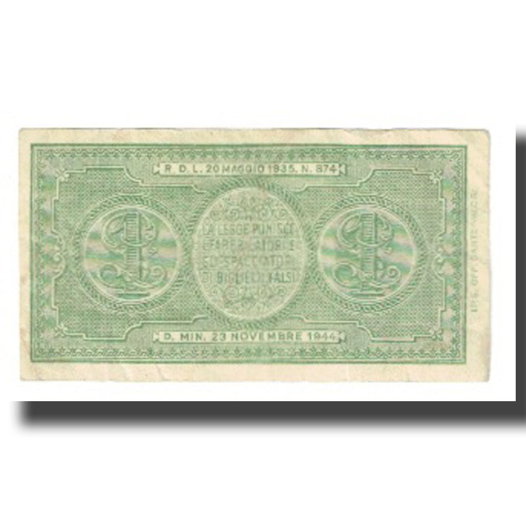Banknote, Italy, 1 Lira, 1944, 1944-11-23, KM:29b, EF(40-45)