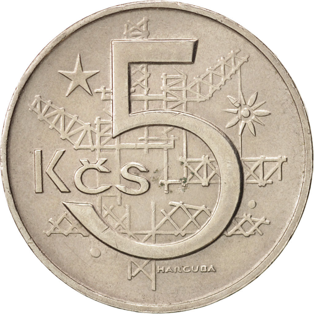 Czechoslovakia, 5 Korun, 1967, AU(55-58), Copper-nickel, KM:60