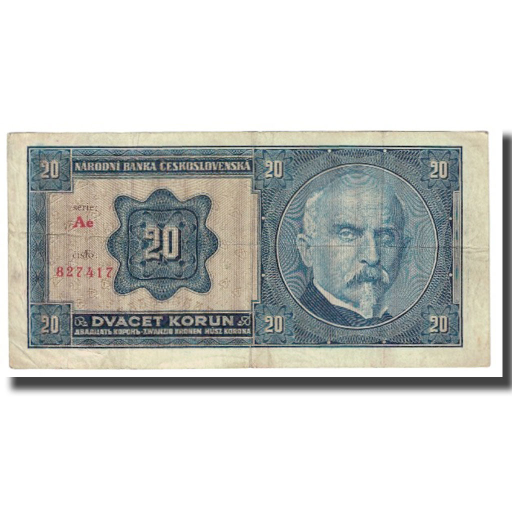 Banknote, Czechoslovakia, 20 Korun, 1926, 1926-10-01, KM:21a, VF(20-25)