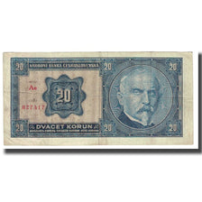 Banknote, Czechoslovakia, 20 Korun, 1926, 1926-10-01, KM:21a, VF(20-25)