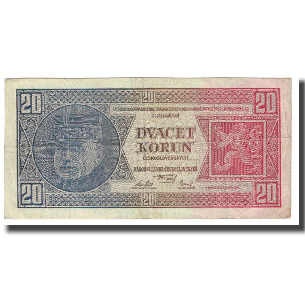 Banknote, Czechoslovakia, 20 Korun, 1926, 1926-10-01, KM:21a, VF(20-25)