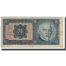Banknote, Czechoslovakia, 20 Korun, 1926, 1926-10-01, KM:21a, VF(20-25)