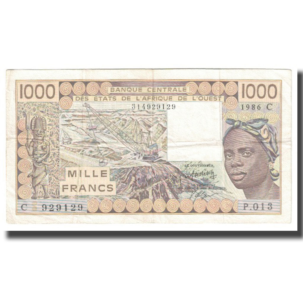 Banknote, West African States, 1000 Francs, 1986, KM:807Tg, EF(40-45)