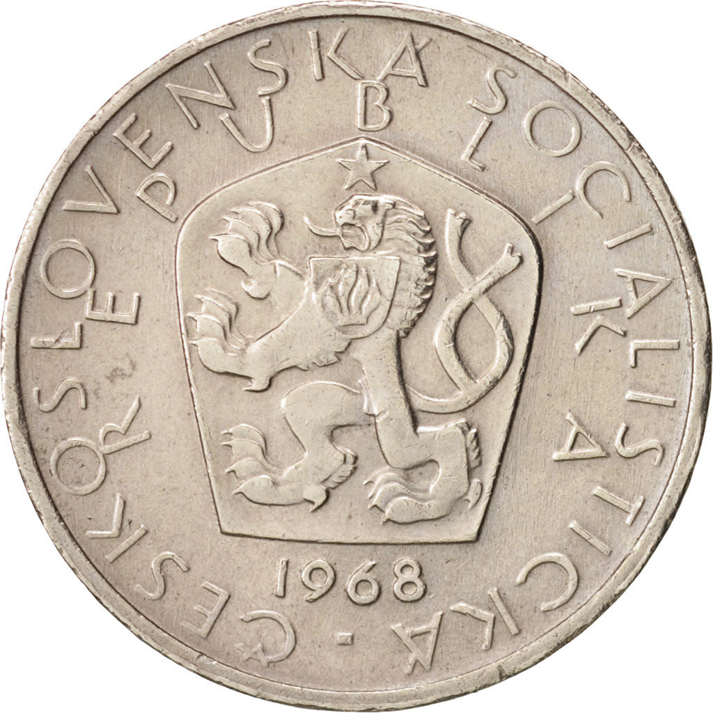 Czechoslovakia, 5 Korun, 1968, AU(50-53), Copper-nickel, KM:60