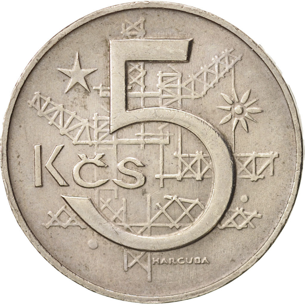 Czechoslovakia, 5 Korun, 1968, AU(50-53), Copper-nickel, KM:60