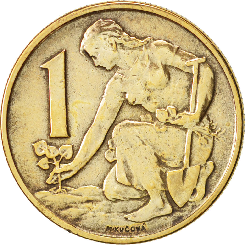 Czechoslovakia, Koruna, 1965, VF(30-35), Aluminum-Bronze, KM:50